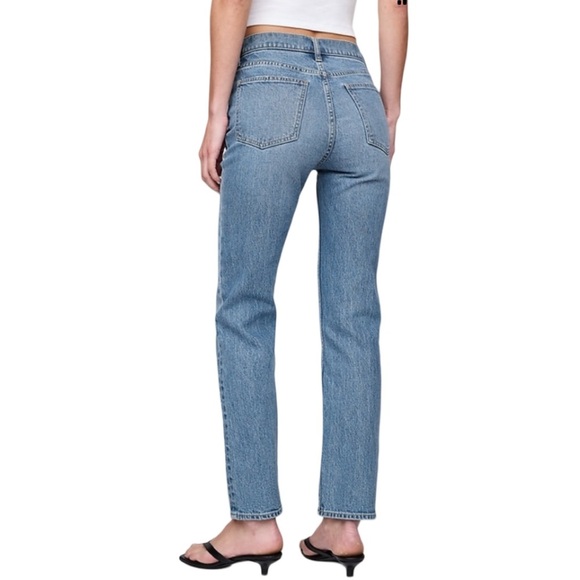 GAP 90s High Rise Straight Denim Jeans Medium Blue Indigo Wash Sz 28/6 Short NEW - Picture 2 of 13